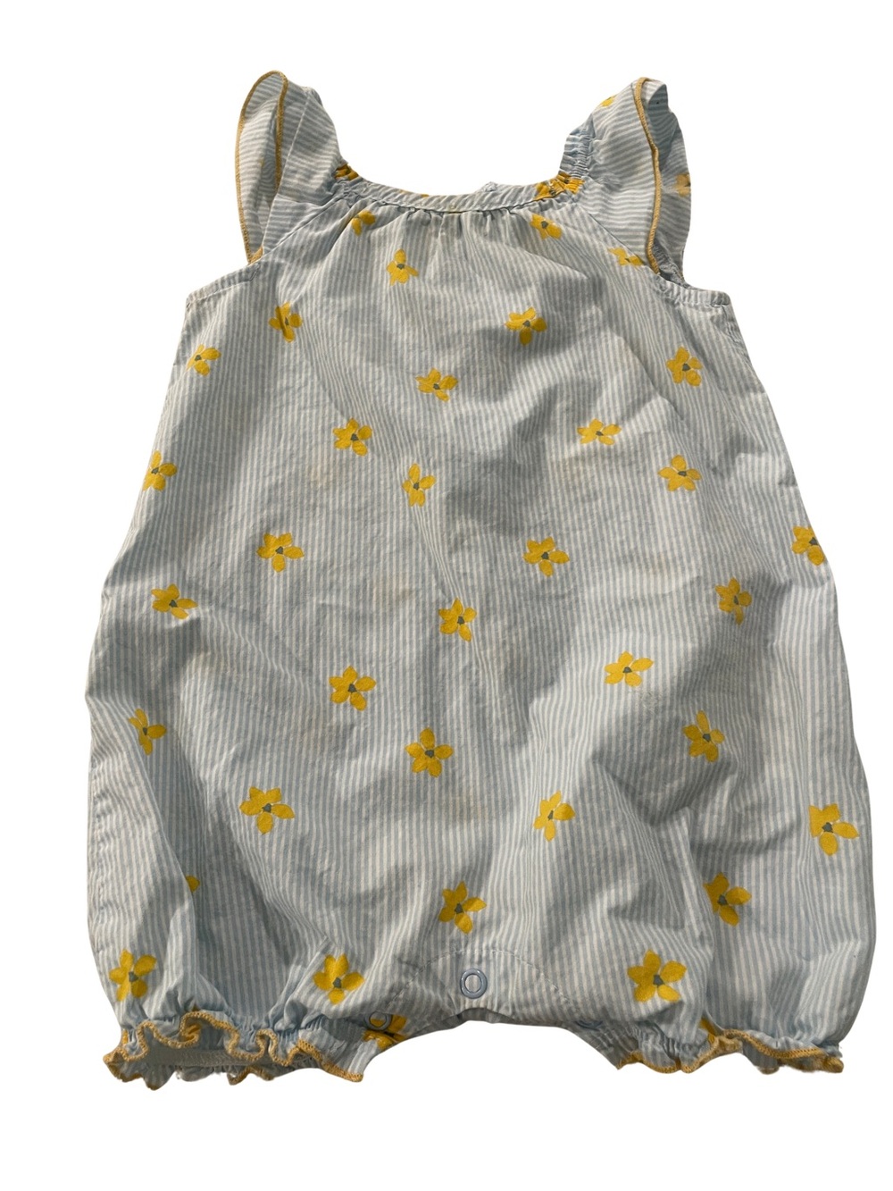 Carter's Blue & Yellow Floral Stripe Baby One-Piece Romper